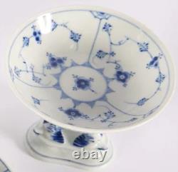 Blue Fluted Royal Copenhagen Dolphin Footed candy bowl Compote 451 Mint Blue Fluted Royal Copenhagen Dolphin Footed candy bowl Compote 451 Mint