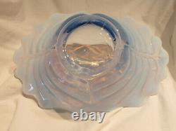 Blue Opalescent Bowl Hand Blown 12 Across Outstanding Hand Blown Large Bowl