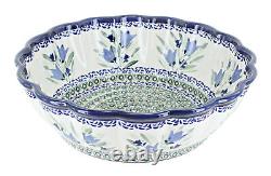 Blue Rose Polish Pottery Blue Tulip Large Scallop Bowl