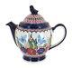 Blue Rose Polish Pottery Floral Butterfly Coffee Pot