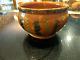 Breininger Red Glaze Brown Sponge Redware 8 1/2 x 5 Pot Bowl Signed April 2002