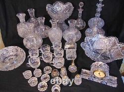 Brilliant ABP Cut Glass Crystal Russian Pattern Hawkes Bowl Boat Canoe