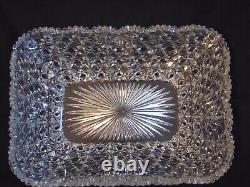 Brilliant Cut Glass Crystal Russian Pattern Hawkes Rectangle Serving Fruit Bowl