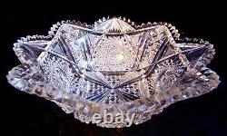 Brilliant Period American ABP Blown Cut Glass Crystal Curved Oval Form Bowl 10