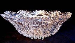 Brilliant Period American ABP Blown Cut Glass Crystal Curved Oval Form Bowl 10
