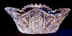 Brilliant Period American ABP Blown Cut Glass Crystal Curved Oval Form Bowl 10