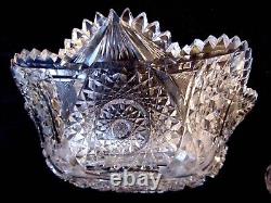 Brilliant Period American ABP Blown Cut Glass Crystal Curved Oval Form Bowl 10