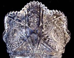 Brilliant Period American ABP Blown Cut Glass Crystal Curved Oval Form Bowl 10