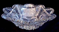 Brilliant Period American ABP Blown Cut Glass Crystal Curved Oval Form Bowl 10