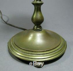 Bronze Columnar Lamp Base with Quezal Shade Signed c. 1902-24 Tiffany Steuben Era