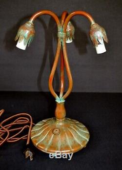 Buffalo Studios 3 Light Lily Tiffany Style Lamp with Zephyr Iridescent Shades