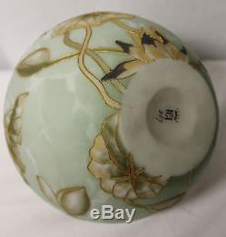 Bulbous Ewer with snake handle signed Crown Milano Mt Washington Art Glass