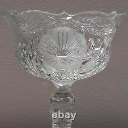 C1900 Abp American Brilliant Period Cut Glass Tall Compote Birds Flowers Wheat