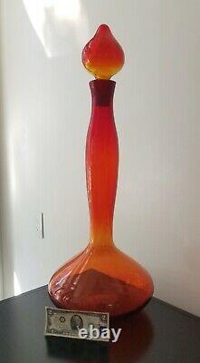 C1958 BLENKO 5815-L Genie Bottle Decanter-29.5-Husted-Tangerine-MCM-EX