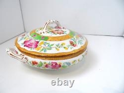 CAULDON ENGLAND L7154N Covered Floral Serving Bowl with Handles 7 1/8 Dia. VGC