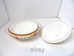 CAULDON ENGLAND L7154N Covered Floral Serving Bowl with Handles 7 1/8 Dia. VGC