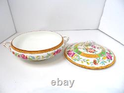 CAULDON ENGLAND L7154N Covered Floral Serving Bowl with Handles 7 1/8 Dia. VGC