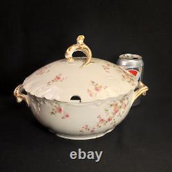 CFH/GDM Haviland Limoges Round Covered Soup Tureen Pink Floral withGold 1891-1900