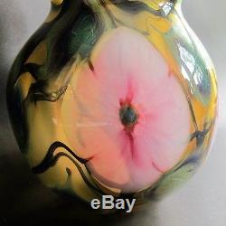 CHARLES LOTTON Multi-Flora Glass Art Glass Vase Dated 1976 American