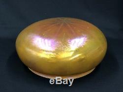 C. 1920s Rare Large Steuben 10 in Fitter 12 in Dome Iridescent Art Glass Shade