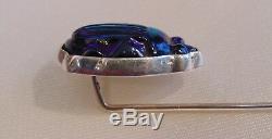 Ca 1910 ANTIQUE TIFFANY FAVRILE ART GLASS COBALT BLUE SCARAB STERLING STICK PIN