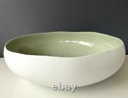 Calvin Klein Verso Sage Green White Bisque Exterior Organic Shape 15 Large Bowl