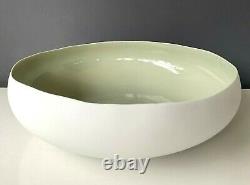 Calvin Klein Verso Sage Green White Bisque Exterior Organic Shape 15 Large Bowl