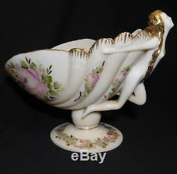 Cambridge Crown Charleton Pink Milk Glass Compote Nude Flying Lady Art Deco