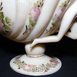 Cambridge Crown Charleton Pink Milk Glass Compote Nude Flying Lady Art Deco