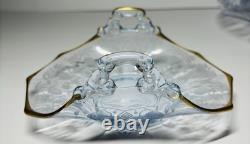 Cambridge Glass Blue Rosalie Etched Bon-Bon Dish And Console Bowl Set