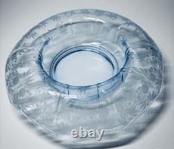 Cambridge Glass Blue Rosalie Etched Bon-Bon Dish And Console Bowl Set
