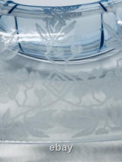 Cambridge Glass Blue Rosalie Etched Bon-Bon Dish And Console Bowl Set