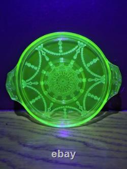 Cameo Depression Hocking Green Uranium Glass -7 Domino Tray 1930s Rare