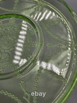 Cameo Depression Hocking Green Uranium Glass -7 Domino Tray 1930s Rare