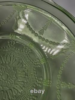 Cameo Depression Hocking Green Uranium Glass -7 Domino Tray 1930s Rare