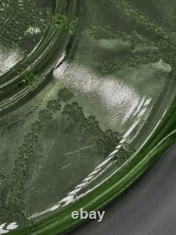 Cameo Depression Hocking Green Uranium Glass -7 Domino Tray 1930s Rare