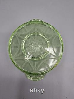 Cameo Depression Hocking Green Uranium Glass -7 Domino Tray 1930s Rare