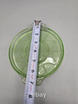 Cameo Depression Hocking Green Uranium Glass -7 Domino Tray 1930s Rare