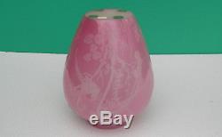 Carder Era Steuben Acid Etched BIRD ACB Rosaline Alabaster Art Glass Vase 5000