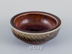 Carl Harry Stålhane for Rörstrand Atelje. Ceramic bowl in brown tones