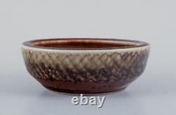 Carl Harry Stålhane for Rörstrand Atelje. Ceramic bowl in brown tones