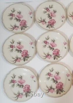 Castleton 36pcs! 12x Soup Bowl 12x Dish 12x Bowl, Pink Peonies Peony Dinnerware