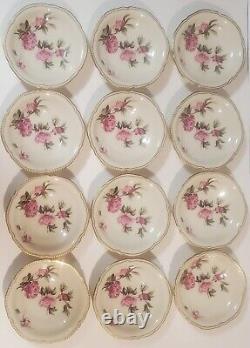 Castleton 36pcs! 12x Soup Bowl 12x Dish 12x Bowl, Pink Peonies Peony Dinnerware