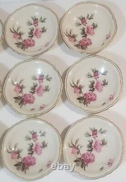 Castleton 36pcs! 12x Soup Bowl 12x Dish 12x Bowl, Pink Peonies Peony Dinnerware