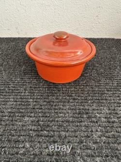 Catalina Island Pottery Casserole Bowl With Lid Red 3 High Excellent