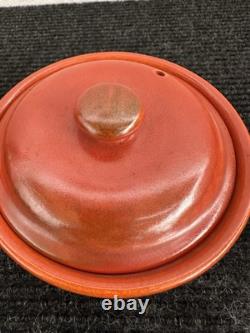 Catalina Island Pottery Casserole Bowl With Lid Red 3 High Excellent