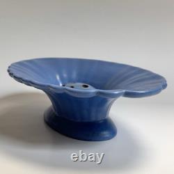 Catalina Island Pottery Matte Blue Fluted Bowl & Flower Frog Early California