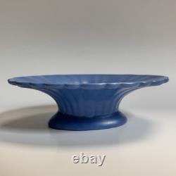 Catalina Island Pottery Matte Blue Fluted Bowl & Flower Frog Early California