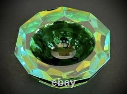 Caviar Geode Bowl Diamond Faceted Hand Blown Murano Italy 1970s Free Ship