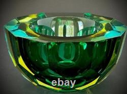 Caviar Geode Bowl Diamond Faceted Hand Blown Murano Italy 1970s Free Ship